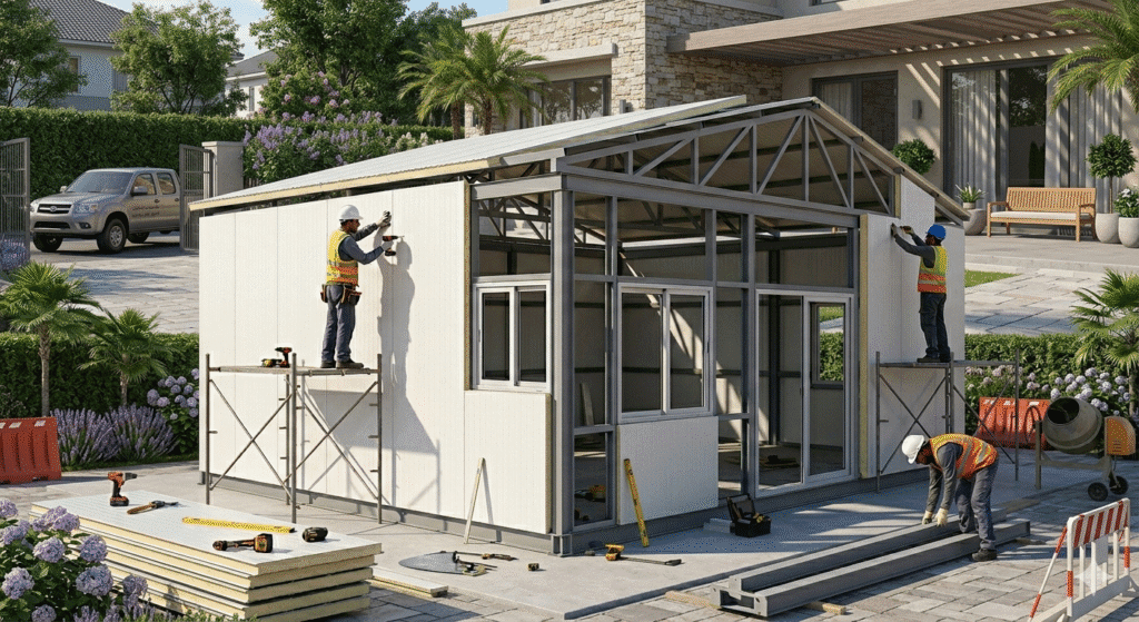 بناء مجالس ساندوتش بانل خارجية