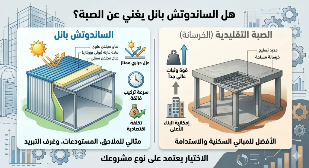 هل الساندوتش بانل يغني عن الصبة